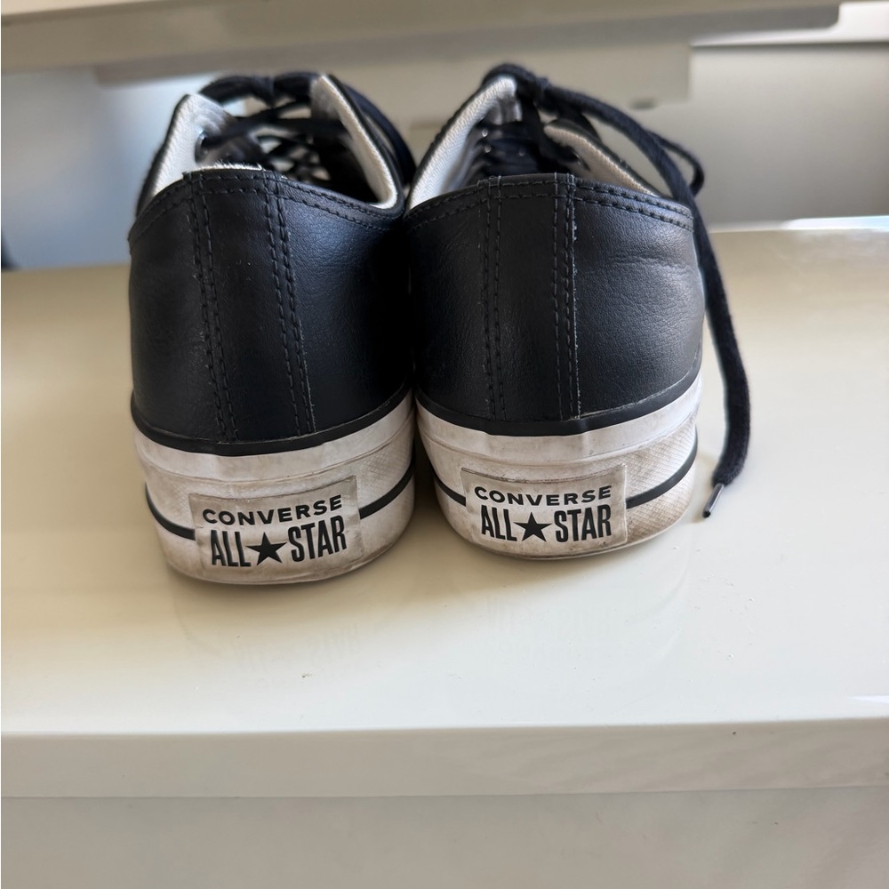 Converse Black Low-Top Platform Sneakers with White Toe Caps - Picture 3 of 4